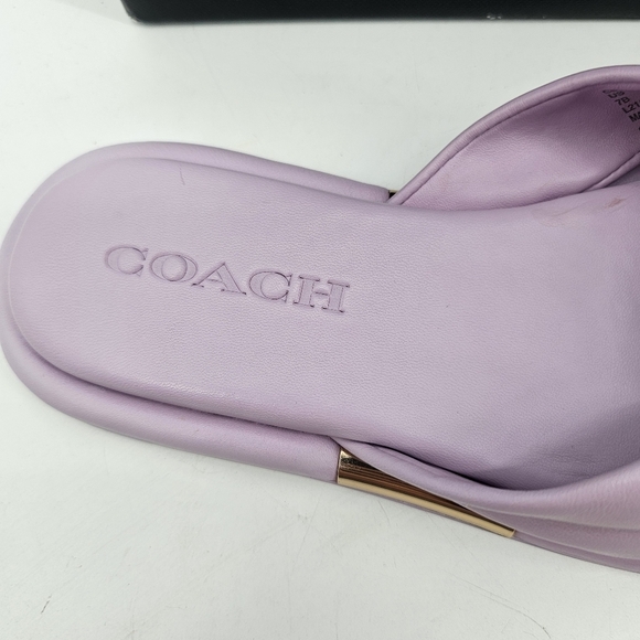 Coach Women's Brooklyn Leather Sandals - Violet Lilac Purple Twist Knot Slide 7 - Picture 4 of 8